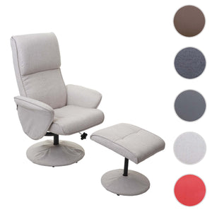Relaxsessel Helsinki Fernsehsessel mit Hocker Stoff creme-beige