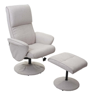 Relaxsessel Helsinki Fernsehsessel mit Hocker Stoff creme-beige