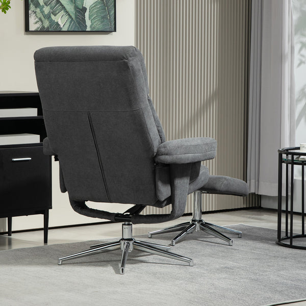 Relaxsessel mit Hocker verstellbar Samtoptik anthrazit