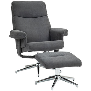 Relaxsessel mit Hocker verstellbar Samtoptik anthrazit