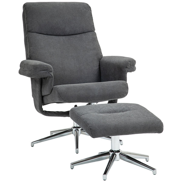 Relaxsessel mit Hocker verstellbar Samtoptik anthrazit