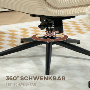 Relaxsessel drehbar mit Hocker für Wohnzimmer beige