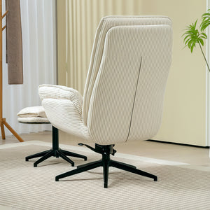 Relaxsessel drehbar mit Hocker für Wohnzimmer beige
