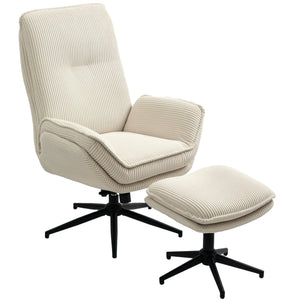 Relaxsessel drehbar mit Hocker für Wohnzimmer beige