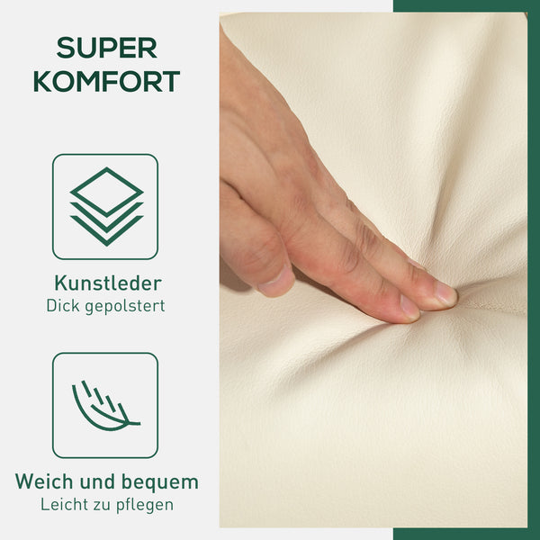 Relaxsessel mit Hocker drehbar neigbar Kunstleder cremeweiss