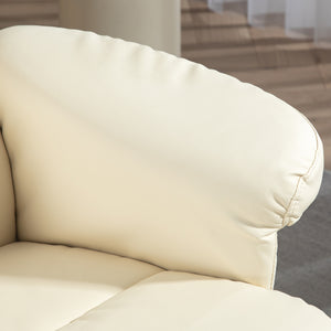 Relaxsessel mit Hocker drehbar neigbar Kunstleder cremeweiss