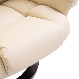 Relaxsessel mit Hocker Liegefunktion drehbar Kunstleder creme