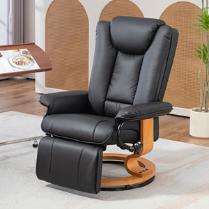 Relaxsessel mit Liegefunktion drehbar Kunstleder schwarz