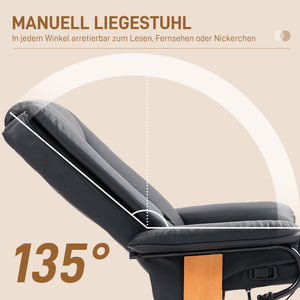Relaxsessel mit Liegefunktion drehbar Kunstleder schwarz
