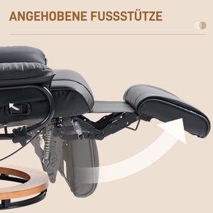 Relaxsessel mit Liegefunktion drehbar Kunstleder schwarz