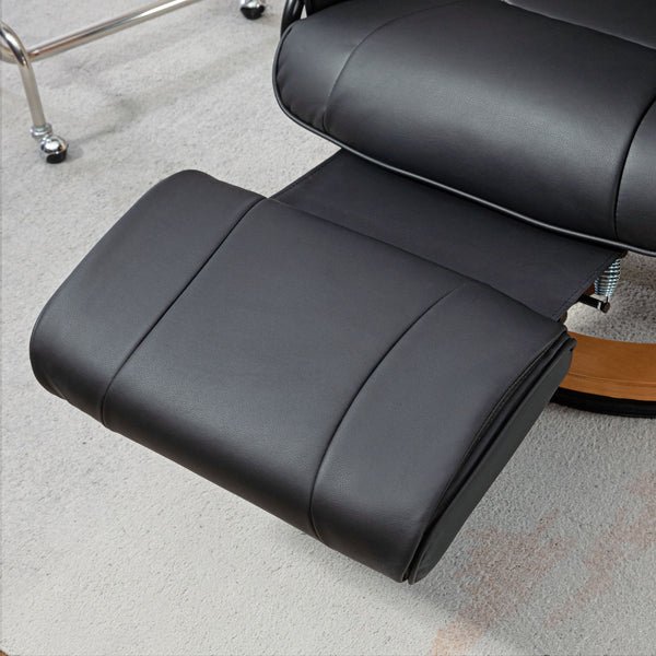 Relaxsessel mit Liegefunktion drehbar Kunstleder schwarz