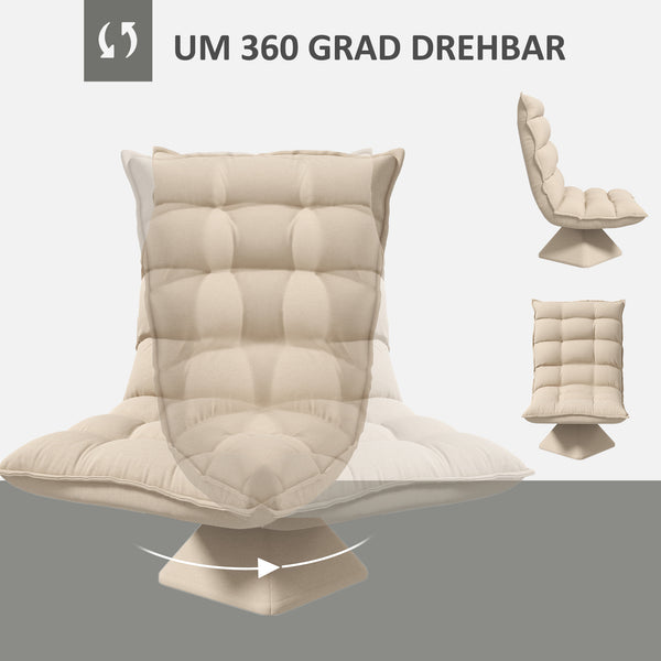 Relaxsessel drehbar in Leinenoptik für Wohnzimmer beige