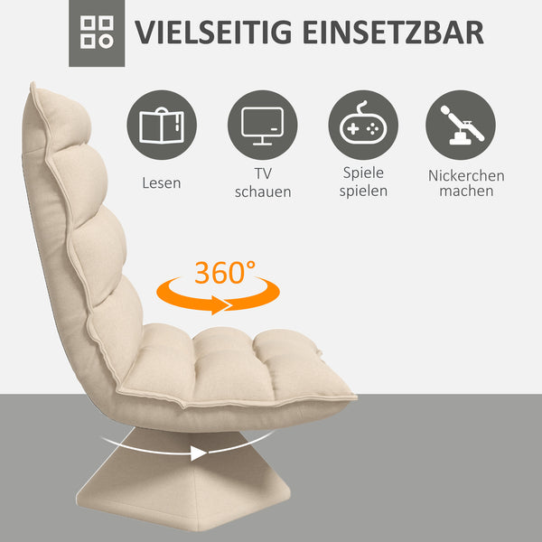 Relaxsessel drehbar in Leinenoptik für Wohnzimmer beige