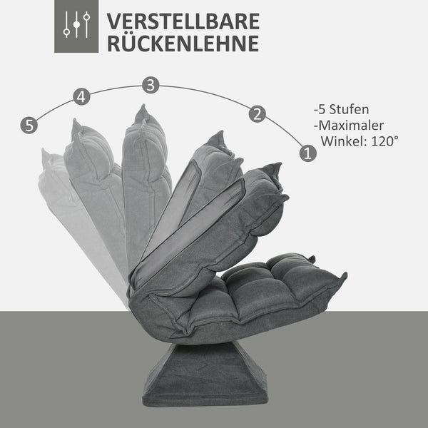 Relaxsessel Lesesessel drehbar in Leinenoptik grau