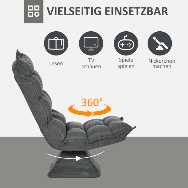 Relaxsessel Lesesessel drehbar in Leinenoptik grau