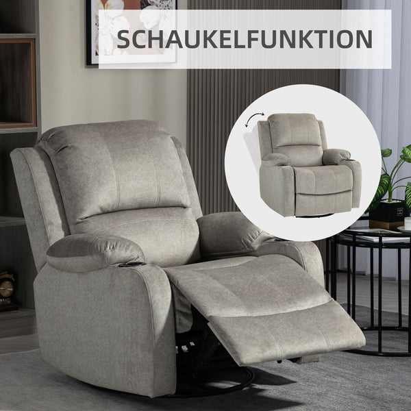 Relaxsessel mit Liegefunktion und Fussstütze bis 150kg braun