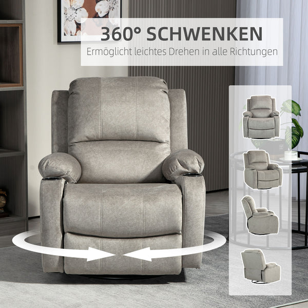 Relaxsessel mit Liegefunktion und Fussstütze bis 150kg braun