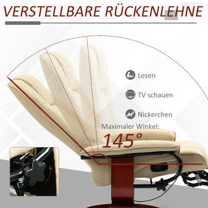 Relaxsessel verstellbar mit Liegefunktion bis 120kg Kunstleder creme