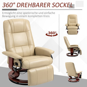 Relaxsessel verstellbar mit Liegefunktion bis 120kg Kunstleder creme