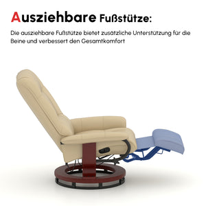 Relaxsessel verstellbar mit Liegefunktion bis 120kg Kunstleder creme