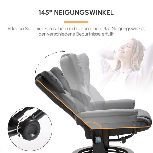 Relaxsessel mit Massagefunktion Fusshocker Liegefunktion Kunstleder