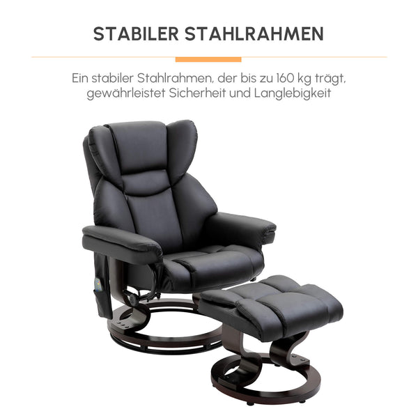Relaxsessel mit Massagefunktion Fusshocker Liegefunktion Kunstleder