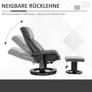 Relaxsessel mit Massagefunktion und Hocker für Wohnzimmer grau