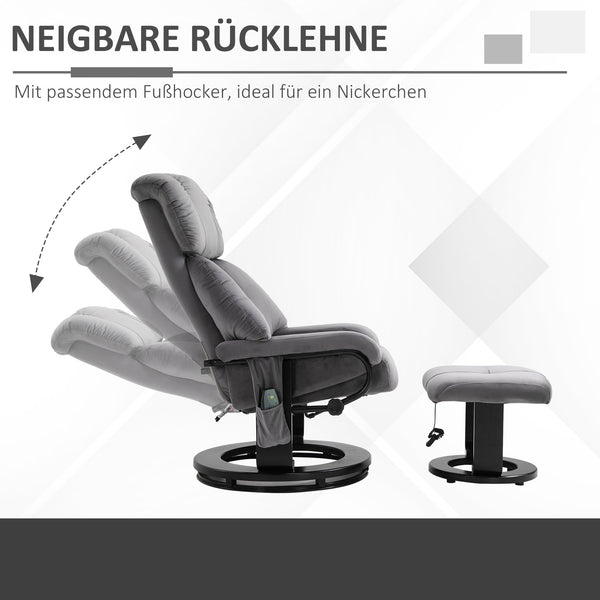 Relaxsessel mit Massagefunktion und Hocker für Wohnzimmer grau