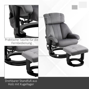 Relaxsessel mit Massagefunktion und Hocker für Wohnzimmer grau