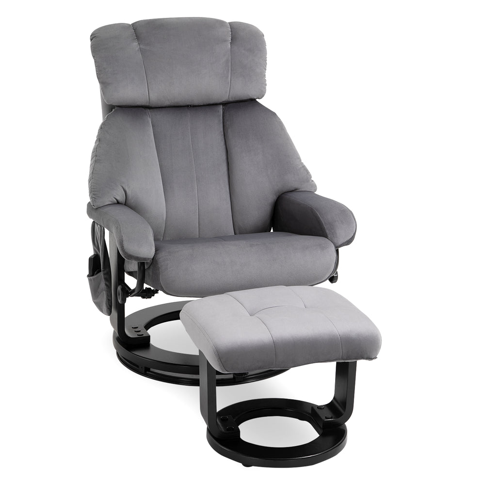 Relaxsessel mit Massagefunktion und Hocker für Wohnzimmer grau