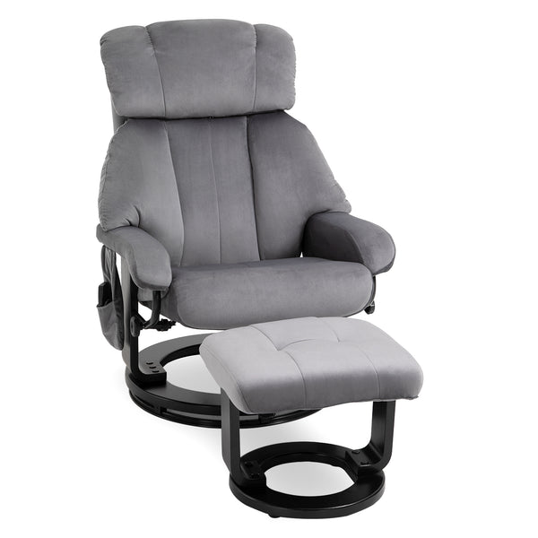 Relaxsessel mit Massagefunktion und Hocker für Wohnzimmer grau