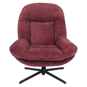 Relaxsessel mit Hocker Fernsehsessel Nosagfederung drehbar Chenille beere
