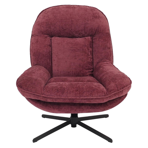 Relaxsessel mit Hocker Fernsehsessel Nosagfederung drehbar Chenille beere
