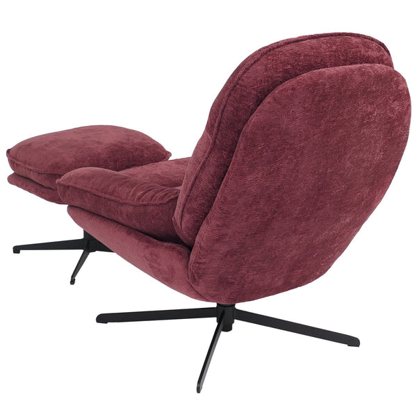 Relaxsessel mit Hocker Fernsehsessel Nosagfederung drehbar Chenille beere