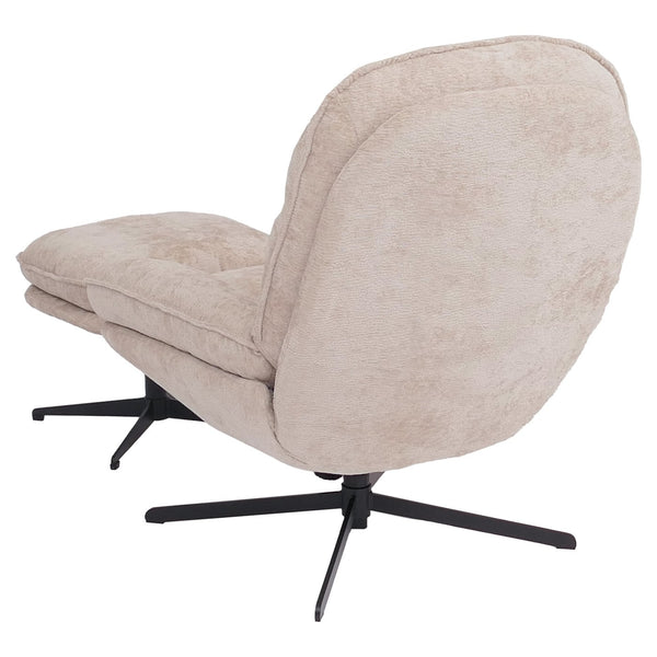 Relaxsessel mit Hocker Fernsehsessel Nosagfederung drehbar Chenille creme