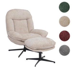 Relaxsessel mit Hocker Fernsehsessel Nosagfederung drehbar Chenille creme