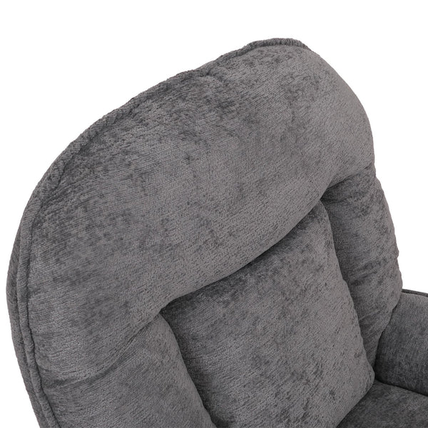 Relaxsessel mit Hocker Fernsehsessel Nosagfederung drehbar Chenille grau