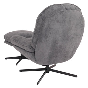 Relaxsessel mit Hocker Fernsehsessel Nosagfederung drehbar Chenille grau