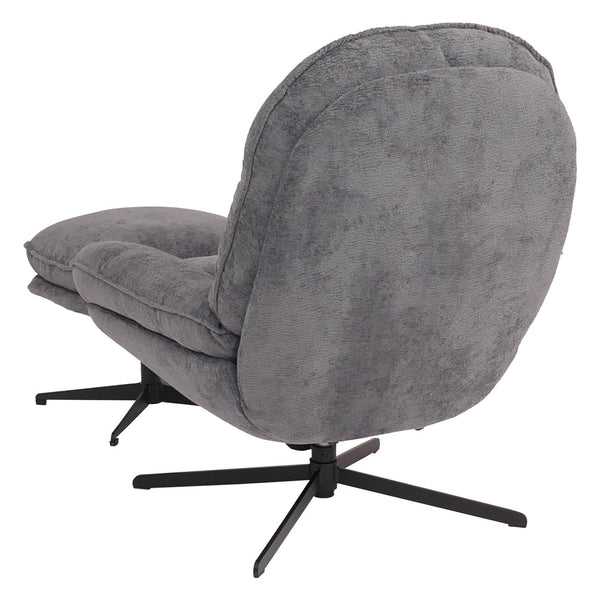 Relaxsessel mit Hocker Fernsehsessel Nosagfederung drehbar Chenille grau