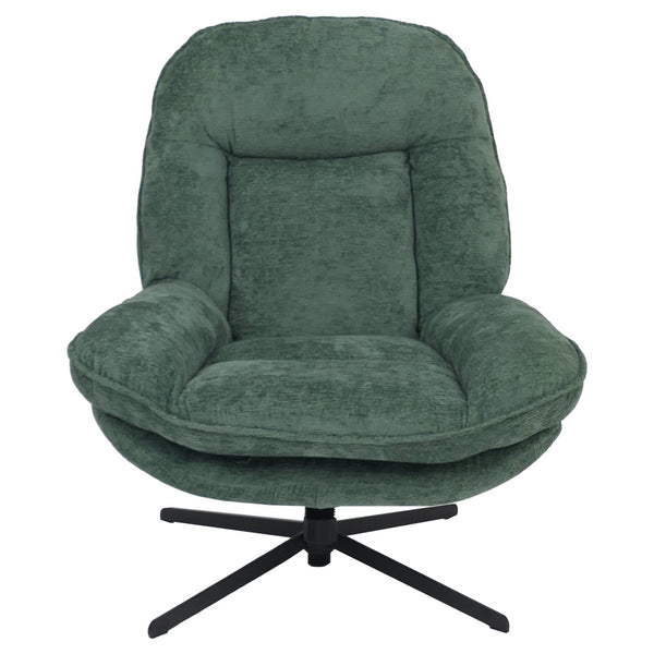 Relaxsessel mit Hocker Fernsehsessel Nosagfederung drehbar Chenille grün