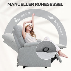 Relaxsessel mit verstellbarer Rückenlehne und Fussstütze grau