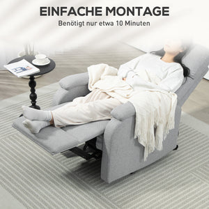 Relaxsessel mit verstellbarer Rückenlehne und Fussstütze grau