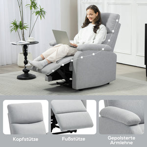 Relaxsessel mit verstellbarer Rückenlehne und Fussstütze grau