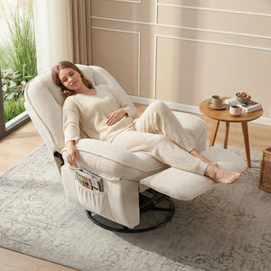 Relaxsessel drehbar schaukelbar mit Liegefunktion creme
