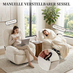 Relaxsessel drehbar schaukelbar mit Liegefunktion creme