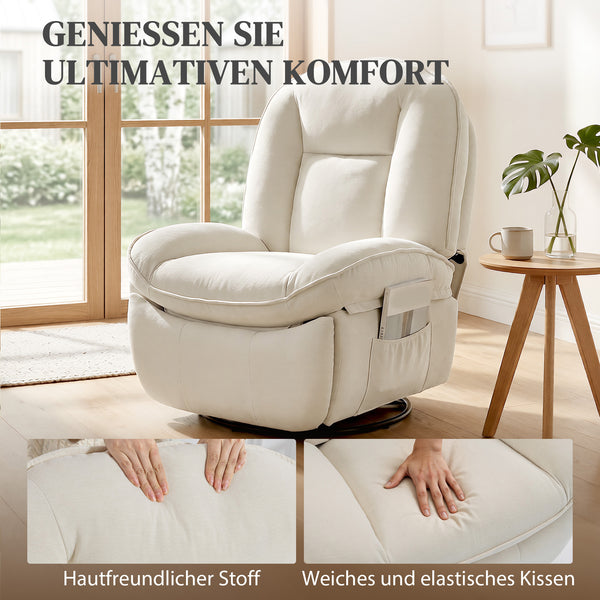 Relaxsessel drehbar schaukelbar mit Liegefunktion creme