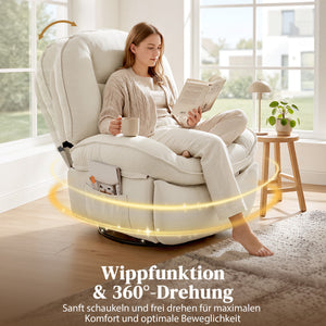 Relaxsessel drehbar schaukelbar mit Liegefunktion creme