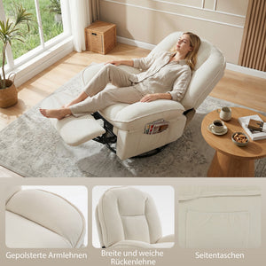 Relaxsessel drehbar schaukelbar mit Liegefunktion creme