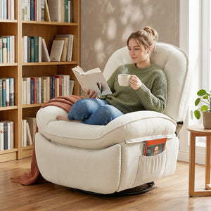 Relaxsessel drehbar schaukelbar mit Liegefunktion creme
