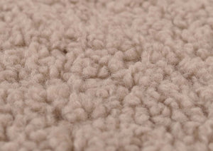 Relaxsessel Schaukelstuhl mit Hocker Bouclé Öko-Tex braun dunkles Gestell